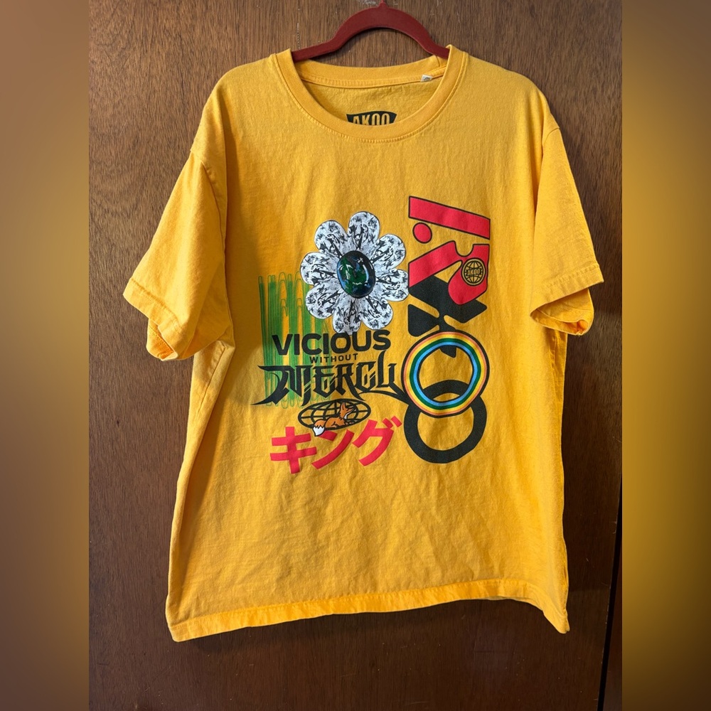 AKOO Graphic T-Shirt 3XL Yellow Vicious Without Control Streetwear Tee
